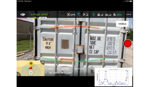 On-screen display for drone operator showing real time radiation signature and visual inspection.