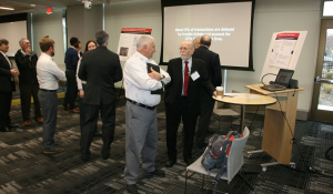 Researchers partnered through the Borders, Trade, and Immigration Institute shared their research and product demonstrations during the BTI Institute's 2017 Showcase Tuesday, December 5, 2017, at American University. Twelve projects were on display to an audience of Department of Homeland Security personnel, non-profit think tanks, and academic institutions.